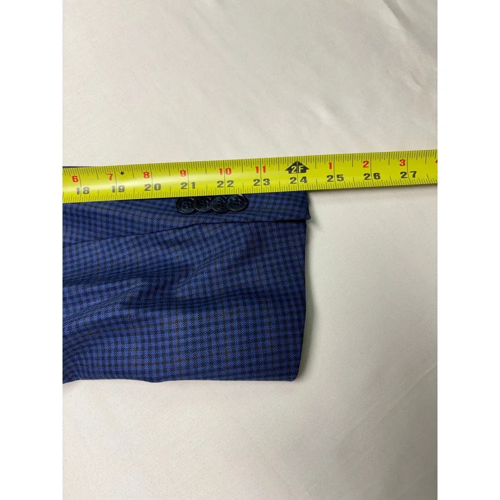 NWT Peter Millar SB Flynn Blue Micro Check 100% Wool Blazer Coat Mens 44S $595